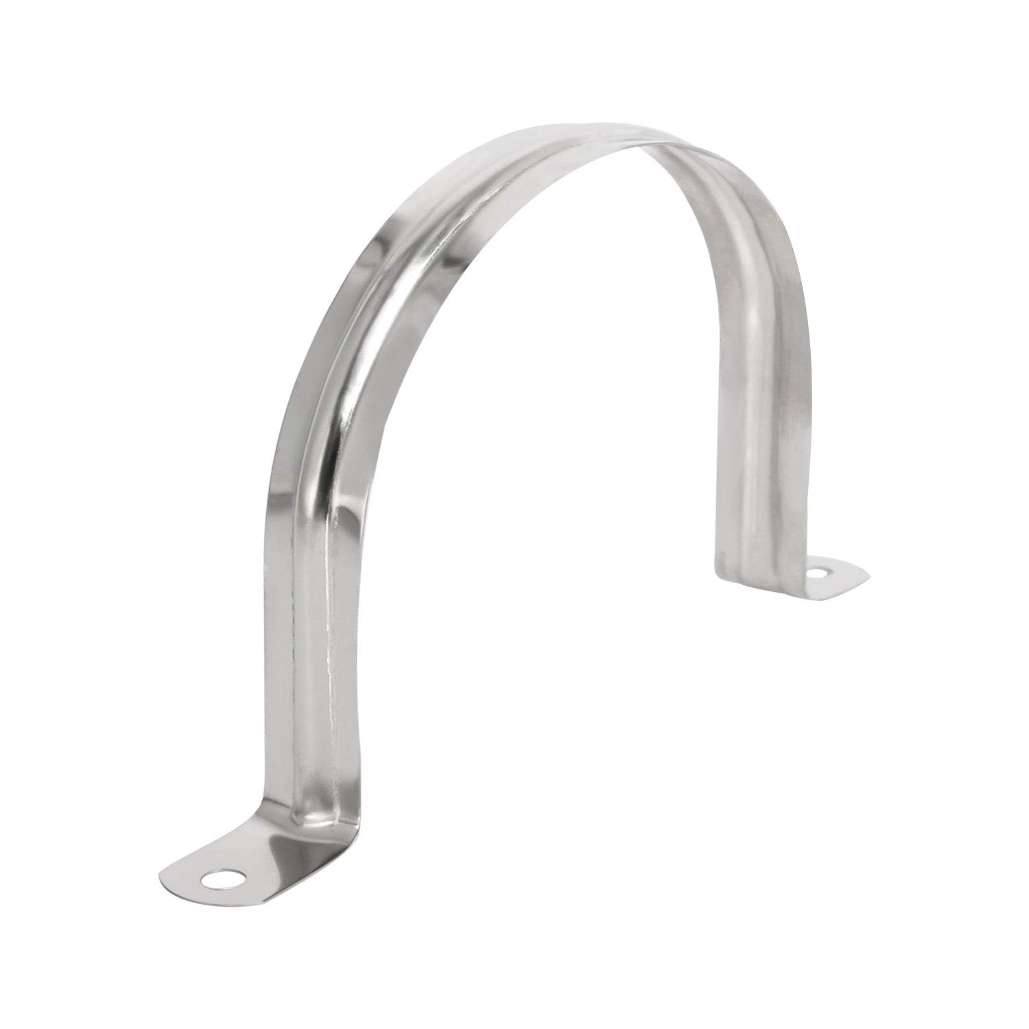 Aopin 100mm Rigid Pipe Strap Clamp 2 Holes Strap U Bracket Tube Strap Tension Clips 201 Stainless Steel, for Pipe Fixing, Silver, 1Pcs