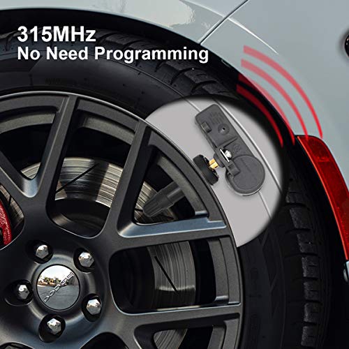EONLION Tire Pressure Sensor 315MHz Tire Pressure Monitoring System (TPMS) Sensor Fits for Buick Cadillac Chevrolet GMC Pontiac, 4 Pack