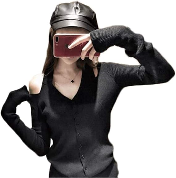 Amazon ンーセンー レディース 大きいサイズ ｖネックニット インナー ロンシャツ 肩出し ニットtシャツ 無地 カジュアル ボタン付き スリム ファッション Tシャツ カットソー 通販