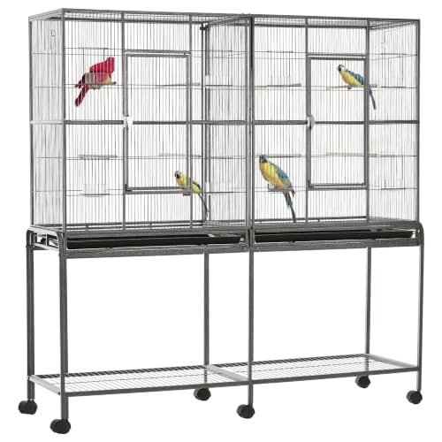 PawHut Double Rolling Bird Cage