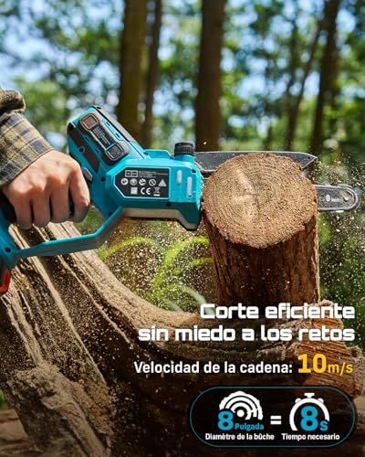 SEESII 6 & 8 Inch Chainsaw Battery, 1000W Brushless, Mini Chainsaw with 2*4000mAh Battery, Electric Saw for Pruning with Automatic Lubrication, Chainsaws Small Trees and Cutting Wood