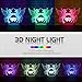 CGN 3 pcs Night Light 3D lamp 7 Colors Changing Nightlight with Smart Touch & Remote Control 3D Night Light for Kids or as Gifts for Women Kids Girls Boys (1)
