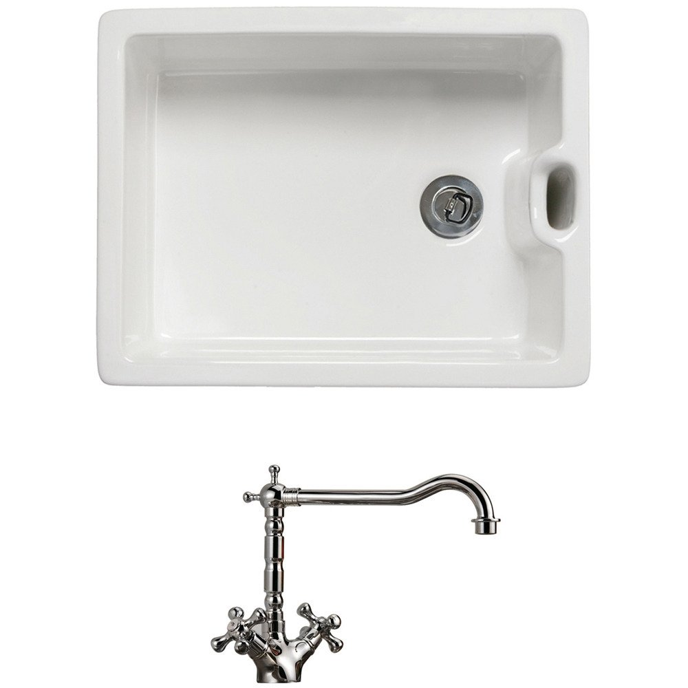 Home Furniture Diy Astini Belfast 100 1 0 Bowl White Ceramic Kitchen Sink Drainer Strainer Waste Sink