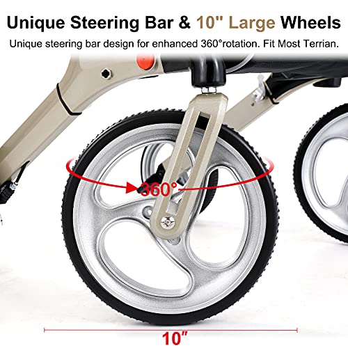 Healconnex Luxury Rollator Walkers For Seniors Rollator Walker With Bultin Brake Cable