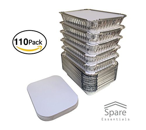 110 Pack - Aluminum Foil Pan Containers with Lids Take Out Pans Food Containers Disposable Easy Pack From Spare – 2.25Lb Capacity 8.5" x 6" x 3" – STANDARD Size - Thumbnail 4