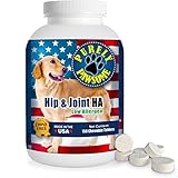 Purely Pawsome Hip & Joint HA Supplement Chews for Healthy Dogs. All breeds. Maximum strength pet health and joint pain. Glucosamine, MSM, Vitamin C. Gluten Free. 150 Chewable Tablets. Made in USA