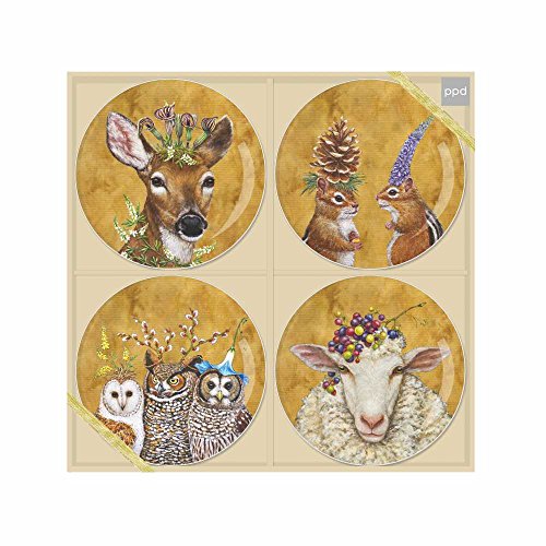 Paperproducts Design Appetizer Plate Displaying The Lovely Woodsy & Wise Design (Set of 4), 7", Multicolor