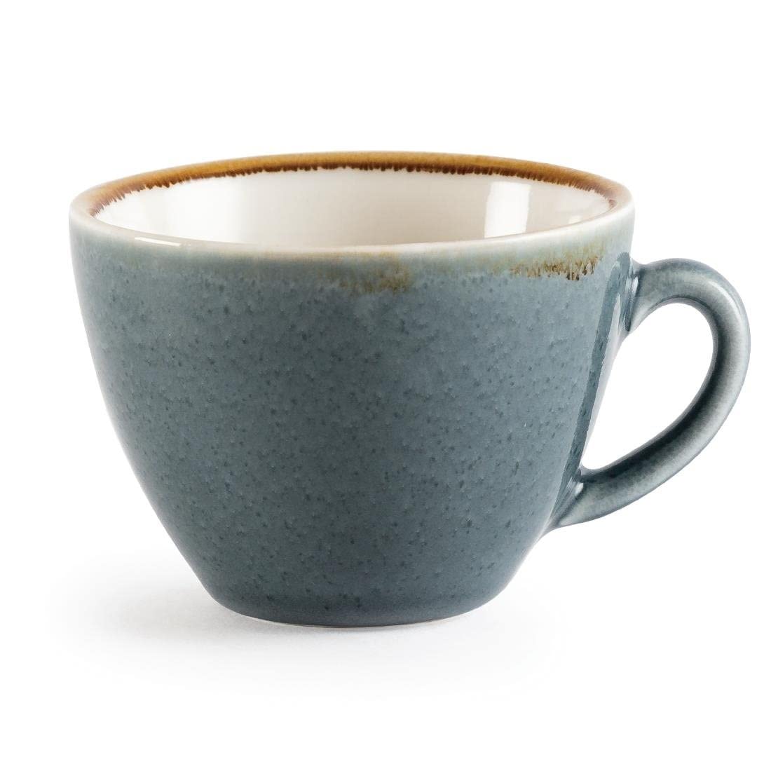 Olympia Kiln Cappuccino Coffee Cups 230 ml/8 oz (Pack of 6), Ocean Colour Style, Stoneware Crockery Cups - Fits saucers: GP331 ,GP347, GP363, GP479 - Hand Painted, Microwave & Dishwasher Safe, GP346 — image 1