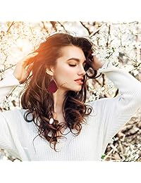 Tenpluszero - 8 pares de pendientes de piel sintética para mujer, diseño de lágrima