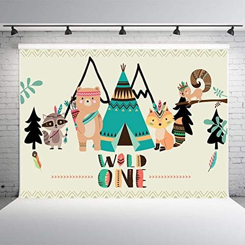 First Birthday Wild One Backdrop for Photography Teepee and Animal Bohemia Style Photo Background 7x5ft Vinyl Party Dessert Table Props