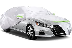 QUYDDC 360° Six Layers All Weather Car Cover Universal Fit for Sedan Up 188" to 198", Waterproof, Snow Proof, UV Proof, Scratch Proof, Bird Droppings Proof with 6 Reflective Strips, Thicked Car Cover