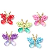 Gelirda 20Pcs Handmade Glass Seed Beads Butterfly Pendants Beaded Colorful Insect Charms for DIY Bracelet Necklace Jewelry Making