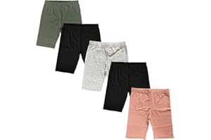 MISS POPULAR Girls 5-Pack Biker Shorts Cotton Spandex Elastic Waistband | Dance, Gymnastics.