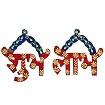 Jaipuri haat Diwali Decoration Subh Labh in Wooden and Kundan Minakari Cone Work