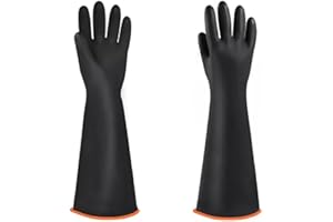 1 Pair Chemical Resistant Gloves - Reusable Long Rubber Dishwashing Gloves, Industrial Safety, Waterproof, Alkali, Oil