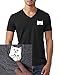 Pocket Cat Shirt Finger Peace Sign Unisex Pocket V-Neck T Shirt Black M