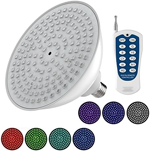 Iswimming 120V 35W RGB Color changing swimming pool led light bulb w/ wireless RF remote control For Hayward Pentair Light Fixture PAR56 E26 Edison Base (120V, 35W)