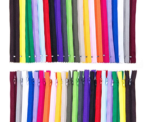 100 Pieces Nylon Coil Zippers,14 Inch Colorful Sewing Zippers Supplies for Tailor Sewing Crafts(20 Assorted Colors)