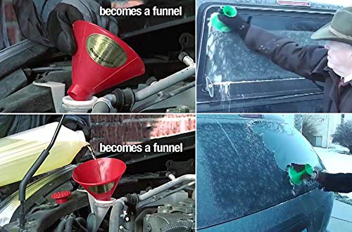 UNIKbrush 2 in 1 Ice Scraper Snow Shovel Cone Funnel Icebreaker Snow Remover Tool for Car Windows (Blue and Red)