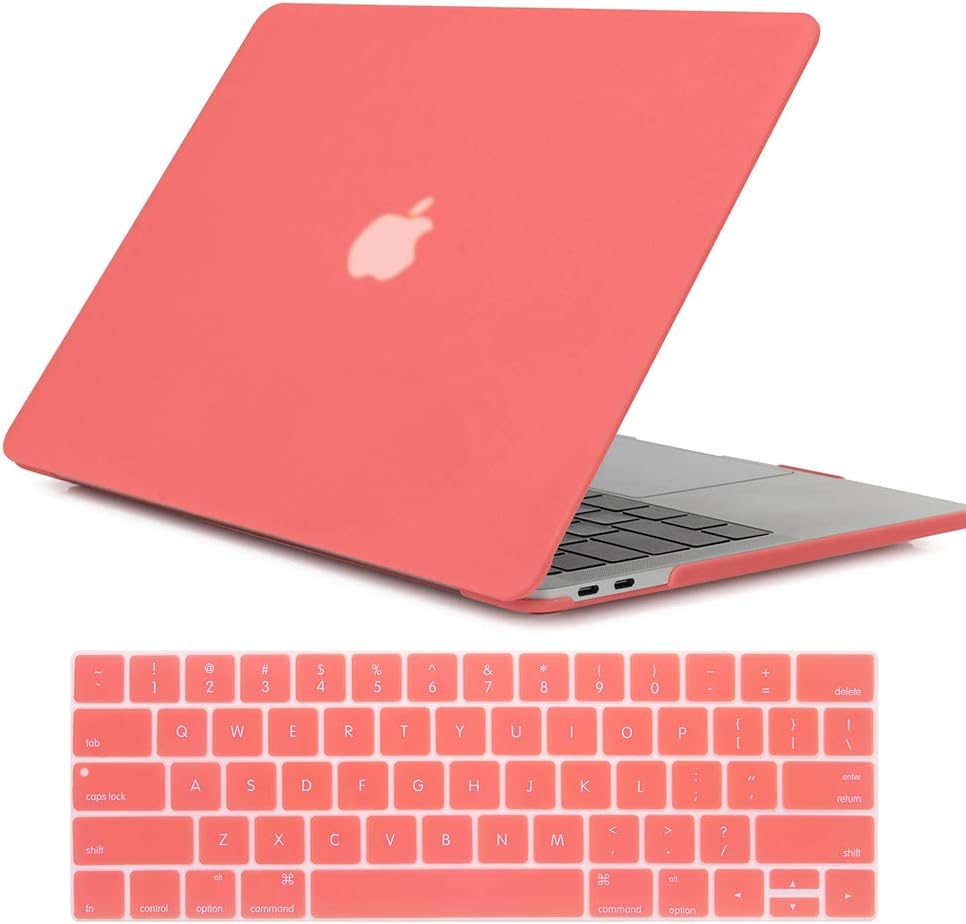 Se7enline MacBook Pro 15 in with Touch Bar Case Soft-Touch Plastic Hard Shell Cover for MacBook Pro 15 inch Model A1707/A1990 with Touch Bar Touch ID 2016/2017/2018 with Keyboard Cover,Living Coral