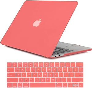 Se7enline MacBook Pro 15 in with Touch Bar Case Soft-Touch Plastic Hard Shell Cover for MacBook Pro 15 inch Model A1707/A1990 with Touch Bar Touch ID 2016/2017/2018 with Keyboard Cover,Living Coral