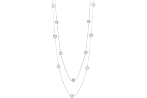 FULU AUTUMN Silver Layered Long Necklace for Women Pearl Crystal Sweater Strand Chain Necklaces Fashion Gifts