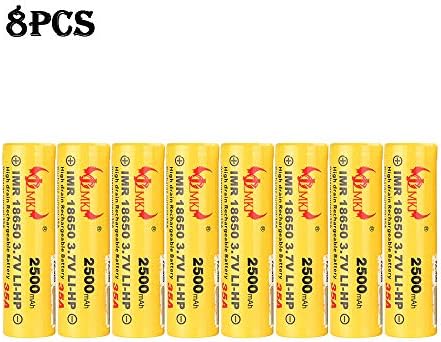 Lithium Ion Rechargeable IMR Battery 2500mAh Household Battery Low Self Discharge High Performance Flat Top 3.7V Battery Pack for Instruments/Outdoor Equipment and Etc(8 PCS)