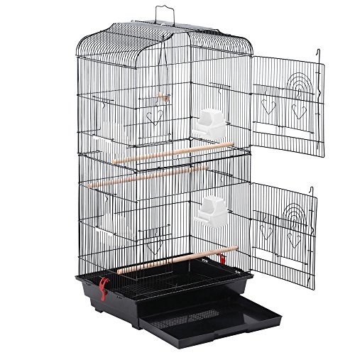 go2buy Large Birdcage Parrot Cockatiel Canary Cage,18x14x36 Inches (Black)