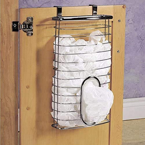 Over the Cabinet Basket Dispenser Door Grocery Plastic Bag Holder