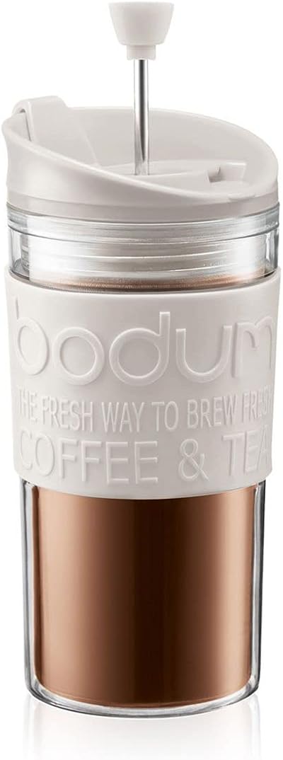 Bodum Travel French Press Set White 0.35 L 12 oz with Spare Lid Vacuum