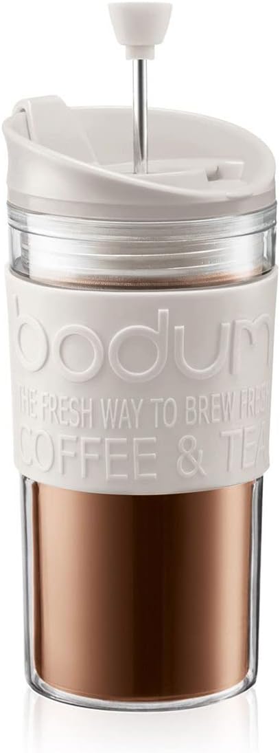 Bodum Travel French Press Set White 0.35 L 12 oz with Spare Lid Vacuum