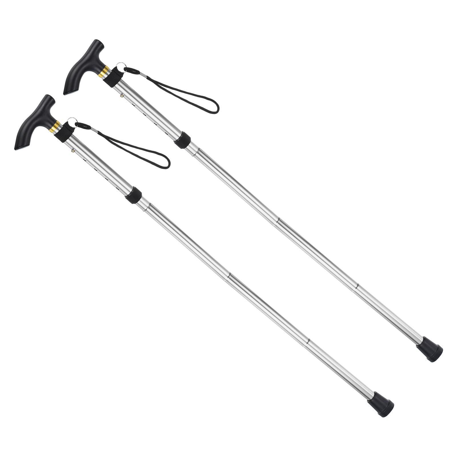 PATIKIL Trekking Poles, 2 Pack Collapsible Hiking Pole 33-37 Inch Telescopic Folding Cane Quick Lock Aluminum Alloy for Outdoor Hiking Walking Camping, Silver