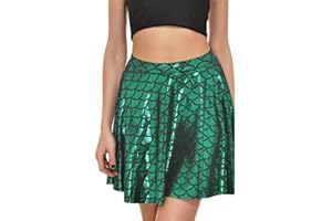 Gum & Berries Girls Skater Skirt Mermaids Fish Scale Mini High Waist Pleated Flared Kids Party