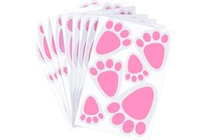 KUUQA 12 Sheet 72PCS Easter Bunny Feet Print Floor Clings Footprints Decals Stickers for Easter Home Party Decorations (Mixed Size)