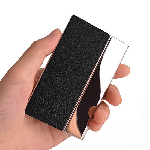 MaxGear Professional Business Card Holder Business Card Case Stainless Steel Card Holder Credit Card Wallet for Women & Men Clemence Black 02