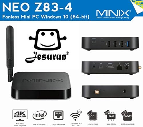 MINIX NEO Z83-4, Intel Cherry Trail Fanless Mini PC Windows 10 (64-bit) [4GB/32GB/Dual-Band Wi-Fi/Gigabit Ethernet/Dual Output/4K] Jesurun Company (Latest NEO Z83-4)
