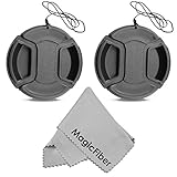 (2-Pack) 58mm Snap-On Center Pinch Lens Cap with Holder Leash, Camera Lens Protection Cover for 58mm Threaded Lenses