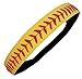 Softball Headbands - Yellow Leather with Red Stitching Seam Fastpitch Stretch Elastic Sport and Fashion Headband by Kenz Laurenz