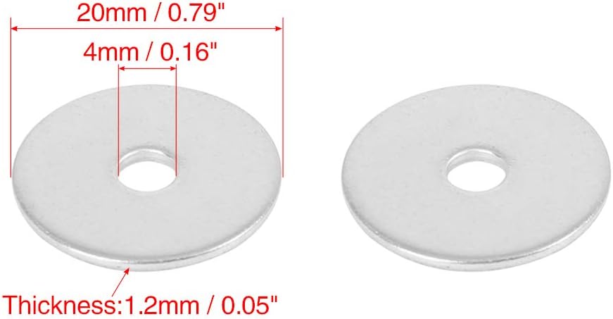X AUTOHAUX 55pcs M4 x 20x1.2mm Stainless Steel Flat Washer Car Fastener Gaskets - Image 3