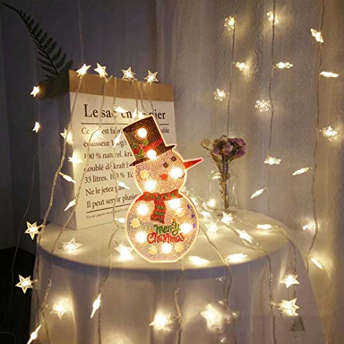 qiaoniuniu Diamond Painting for Kids Mosaic Making Night Light Snowman Lamp for Children - Thumbnail 2