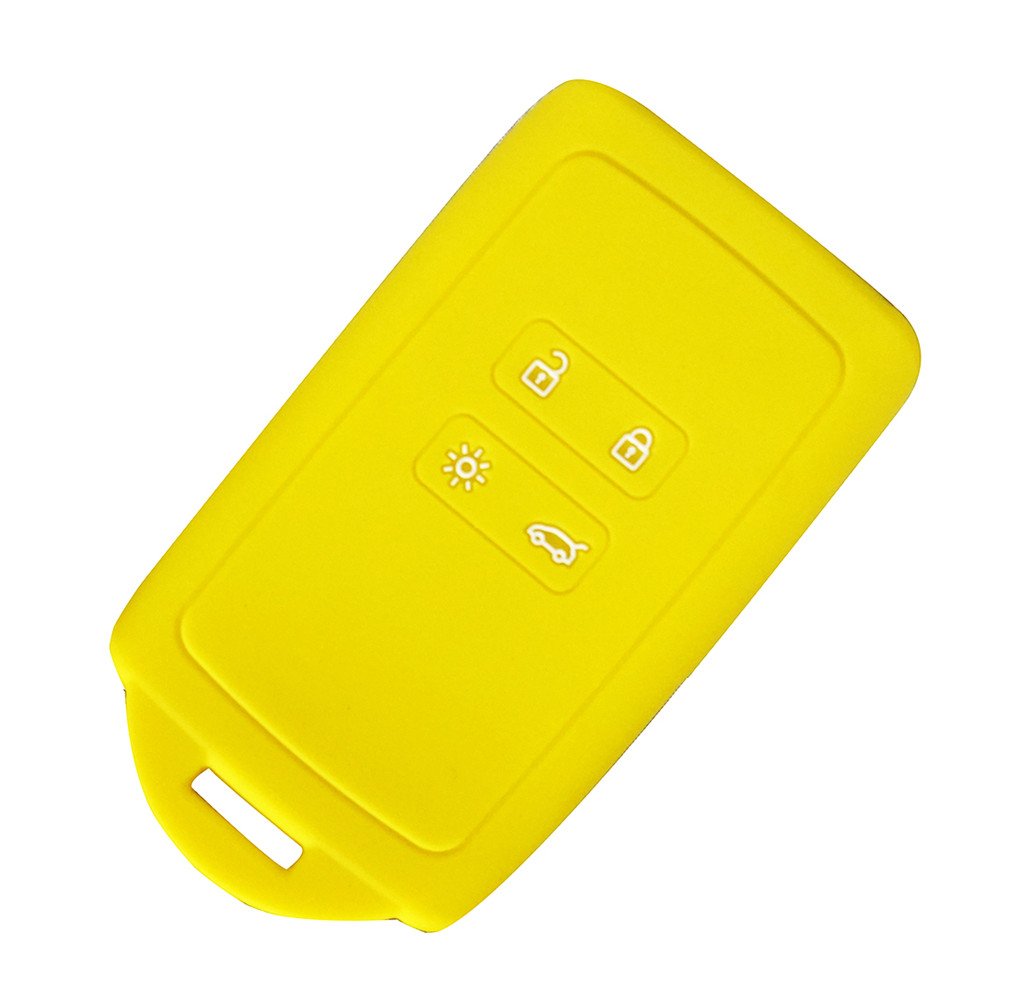 Happyit Silicone Car Key Cover Case for Renault Clio Scenic Megane Duster Sandero Captur Twingo koleos 4 Buttons Remote Control (Yellow)