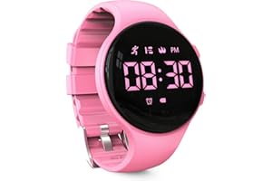 SYNWEE Kids Led Pedometer Watch, Digital Steps Tracker, Non-Bluetooth, Vibrating Alarm Clock, Stopwatch, Great Gift for Children Teens Girls Boys