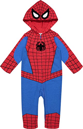 Marvel Avengers Spiderman Toddler Boys' Zip-Up Hooded Costume Coverall (4T)