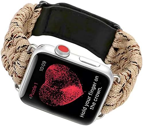 CRAZY PANDA Sport Band Compatible for Apple Watch Band 38mm 40mm, Durable Woven Nylon Quick Release Loop Breathable 550 Paracord Lifesaving Wristband for Apple Watch Series 5 4 3 2 1 - Camo Desert