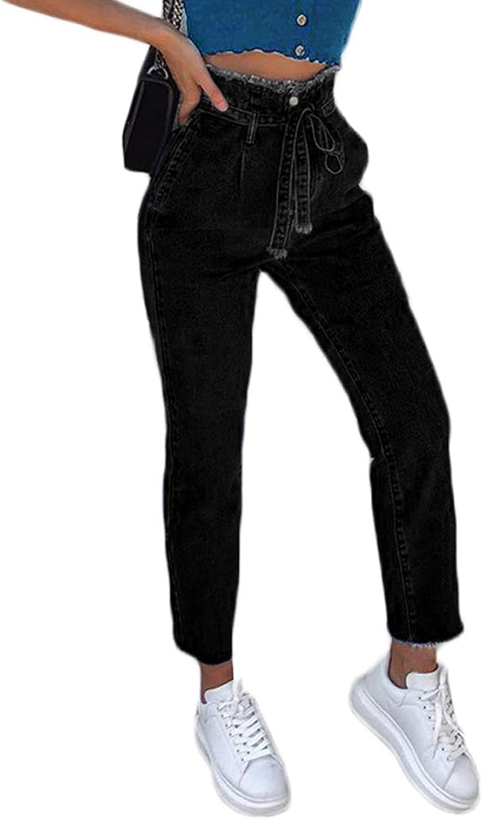 high waisted bow jeans