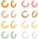 ANATTASOUL 8 Pairs Resin Hoop Earrings Color Acrylic Trendy Summer Earrings Fashion Earrings Party Gifts Jewelry for Women On Christmas Day, Birthday, Valentine's Day
