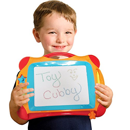 Toy Cubby Magnetic Doodle Writing/Drawing Board - Multi-Color Erasable Pad With 2 Magnetic Shapes - Educational Learning Travel Gift For Kids Teens And Adults - Orange