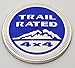 Chrome Trim Blue Metal Trail Rated 4x4 Round Emblem Badge for Jeep Wrangler Unlimited JK Cherookee Rubicon Liberty Patriot Latitude Hydro Blue