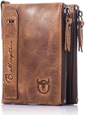 Men's Wallet RFID Blocking Genuine Leather Minimalist Vintage Stylish Slim Wallets for Men