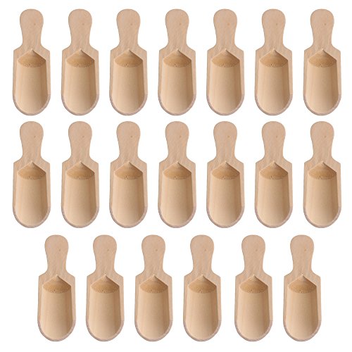 RDEXP 73x24mm Unpainted Wooden Scoop Spoon Sugar Bath Salt Scooper For Spices Parties Home Kitchen Tool Set Of 20